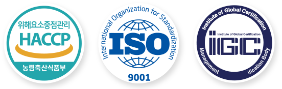 HACCP, ISO, IGC, AAFCO 인증마크